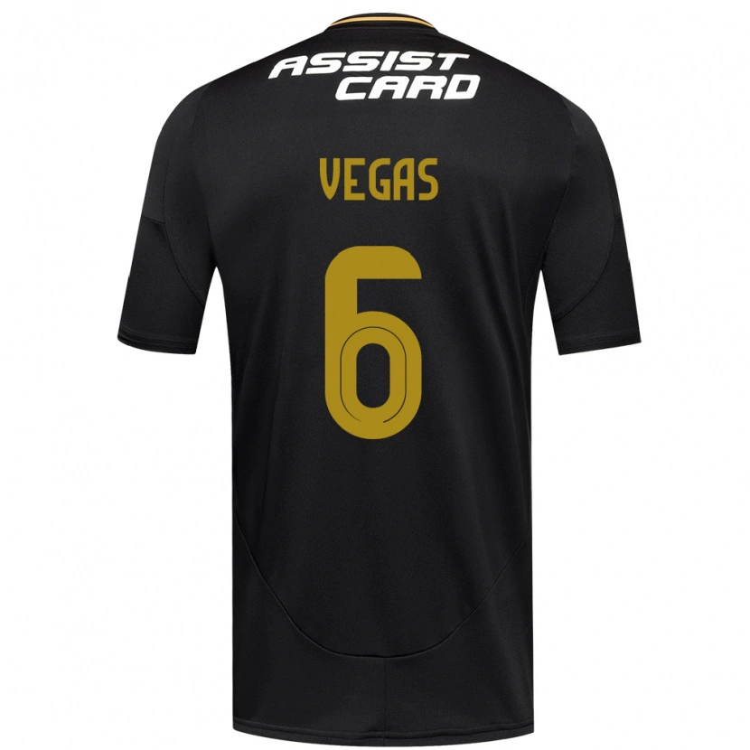 Danxen Børn Sebastián Vegas #6 Sort Hvid Gul Udebane Spillertrøjer 2025/26 Trøje T-Shirt