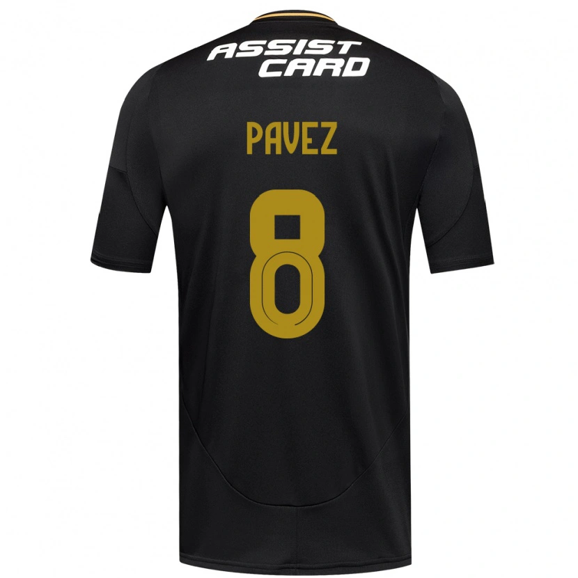 Danxen Børn Esteban Pavez #8 Sort Hvid Gul Udebane Spillertrøjer 2025/26 Trøje T-Shirt