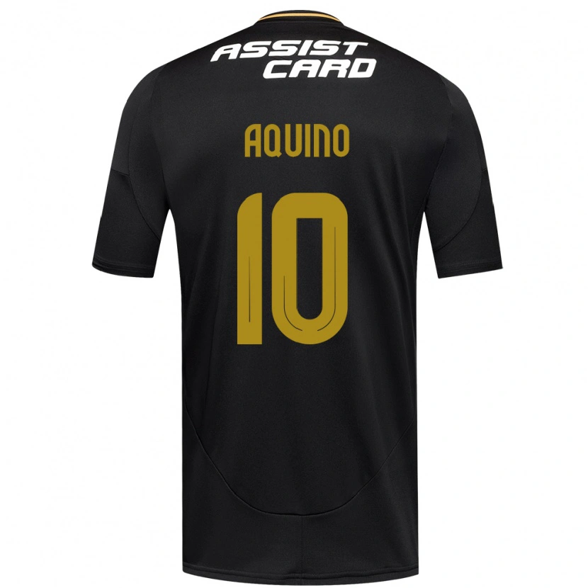 Danxen Børn Claudio Aquino #10 Sort Hvid Gul Udebane Spillertrøjer 2025/26 Trøje T-Shirt