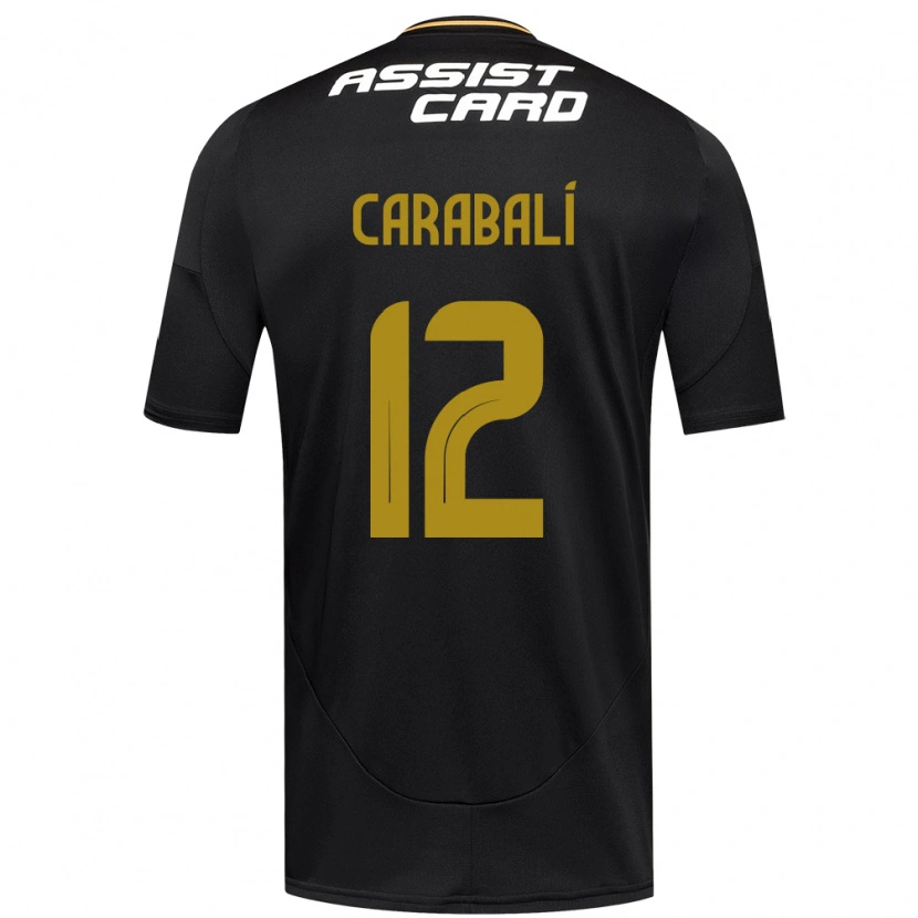 Danxen Børn Omar Carabalí #12 Sort Hvid Gul Udebane Spillertrøjer 2025/26 Trøje T-Shirt
