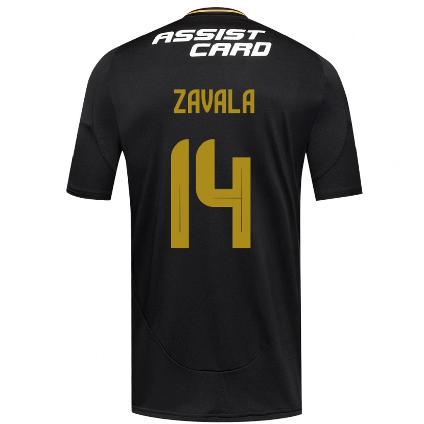 Danxen Børn Cristián Zavala #14 Sort Hvid Gul Udebane Spillertrøjer 2025/26 Trøje T-Shirt