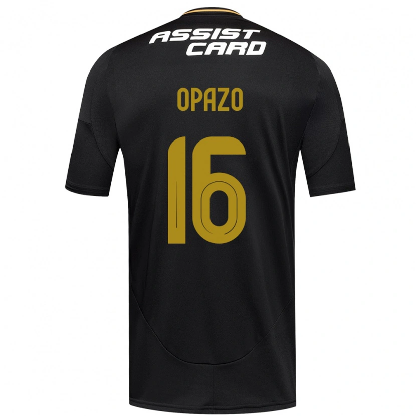 Danxen Børn Óscar Opazo #16 Sort Hvid Gul Udebane Spillertrøjer 2025/26 Trøje T-Shirt