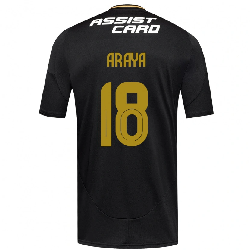 Danxen Børn Benjamín Araya #18 Sort Hvid Gul Udebane Spillertrøjer 2025/26 Trøje T-Shirt