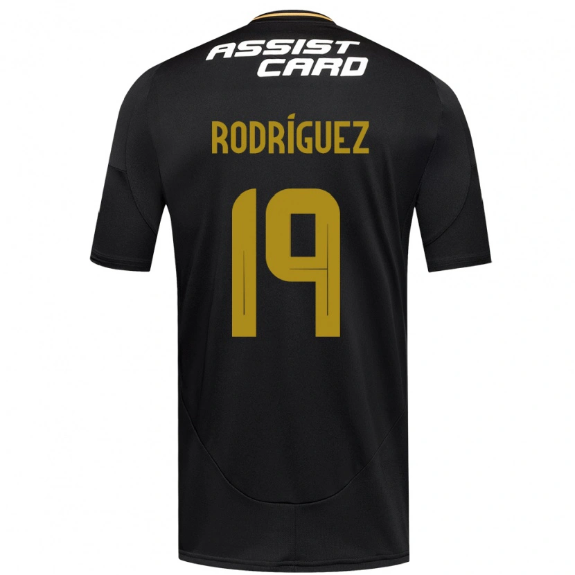 Danxen Børn Salomón Rodríguez #19 Sort Hvid Gul Udebane Spillertrøjer 2025/26 Trøje T-Shirt