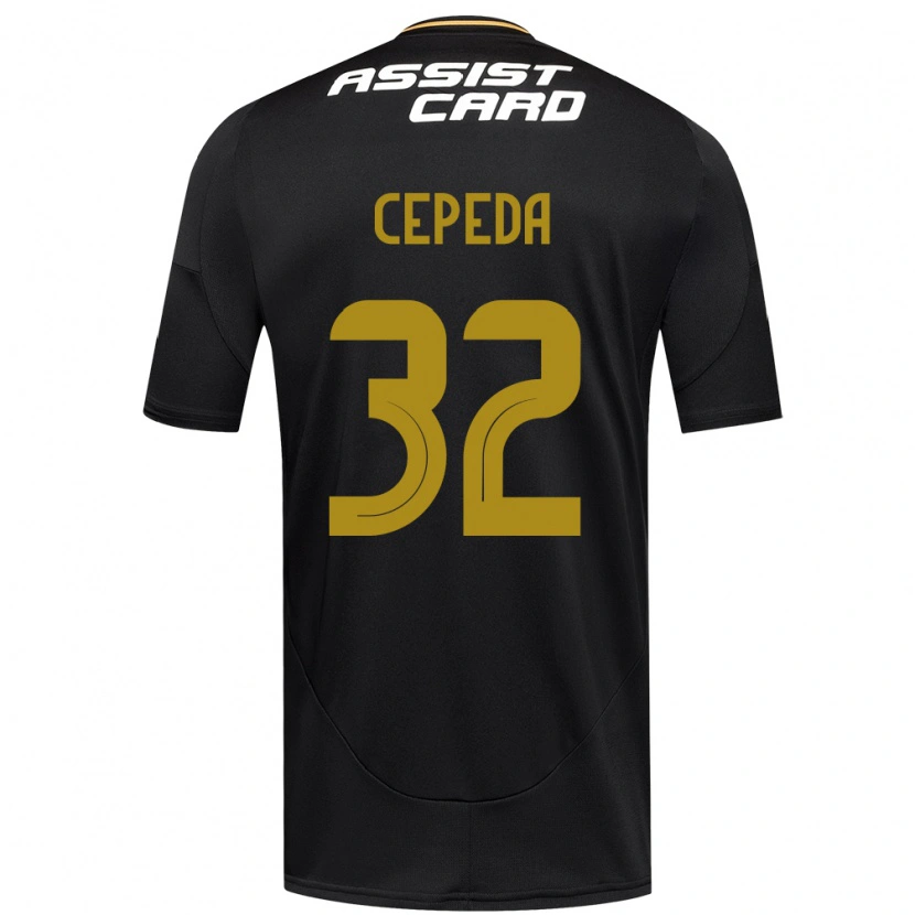 Danxen Børn Lucas Cepeda #32 Sort Hvid Gul Udebane Spillertrøjer 2025/26 Trøje T-Shirt