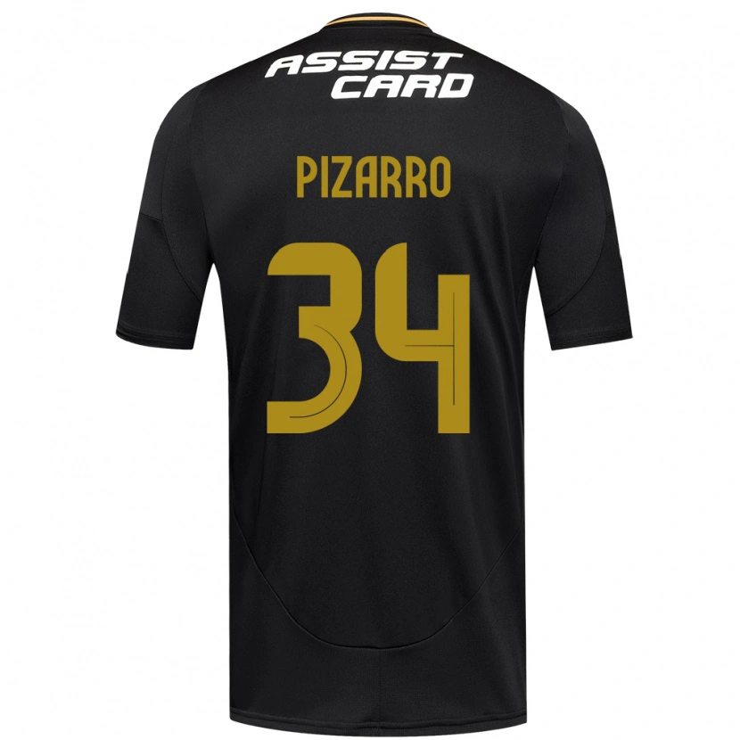 Danxen Børn Vicente Pizarro #34 Sort Hvid Gul Udebane Spillertrøjer 2025/26 Trøje T-Shirt