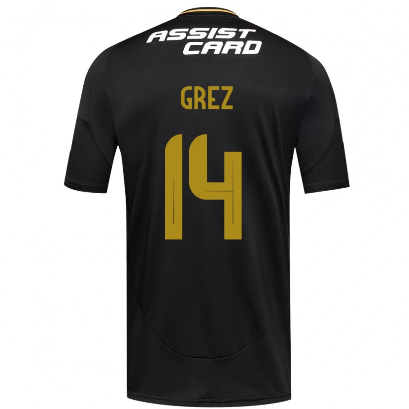 Danxen Børn Javiera Grez #14 Sort Hvid Gul Udebane Spillertrøjer 2025/26 Trøje T-Shirt