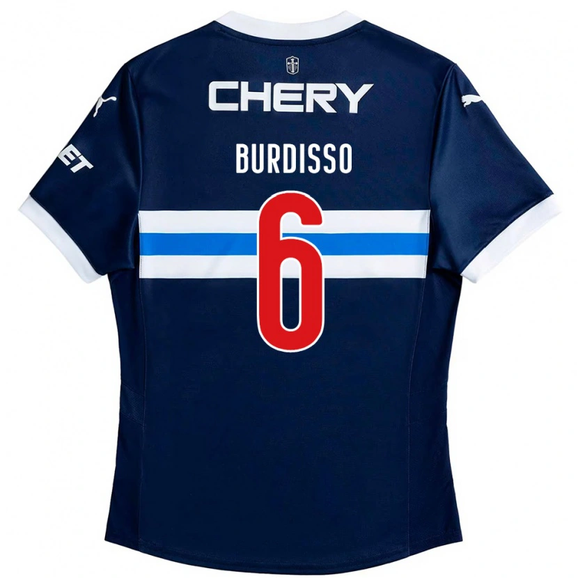 Danxen Børn Guillermo Burdisso #6 Sort Blå Udebane Spillertrøjer 2025/26 Trøje T-Shirt