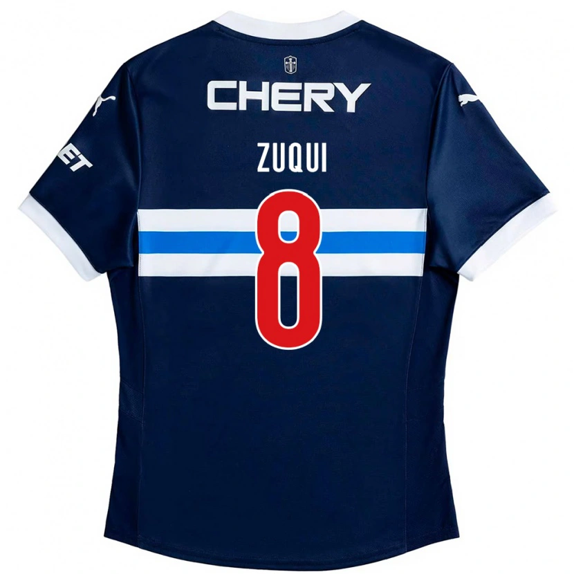 Danxen Børn Fernando Zuqui #8 Sort Blå Udebane Spillertrøjer 2025/26 Trøje T-Shirt