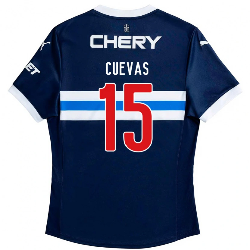 Danxen Børn Cristian Cuevas #15 Sort Blå Udebane Spillertrøjer 2025/26 Trøje T-Shirt