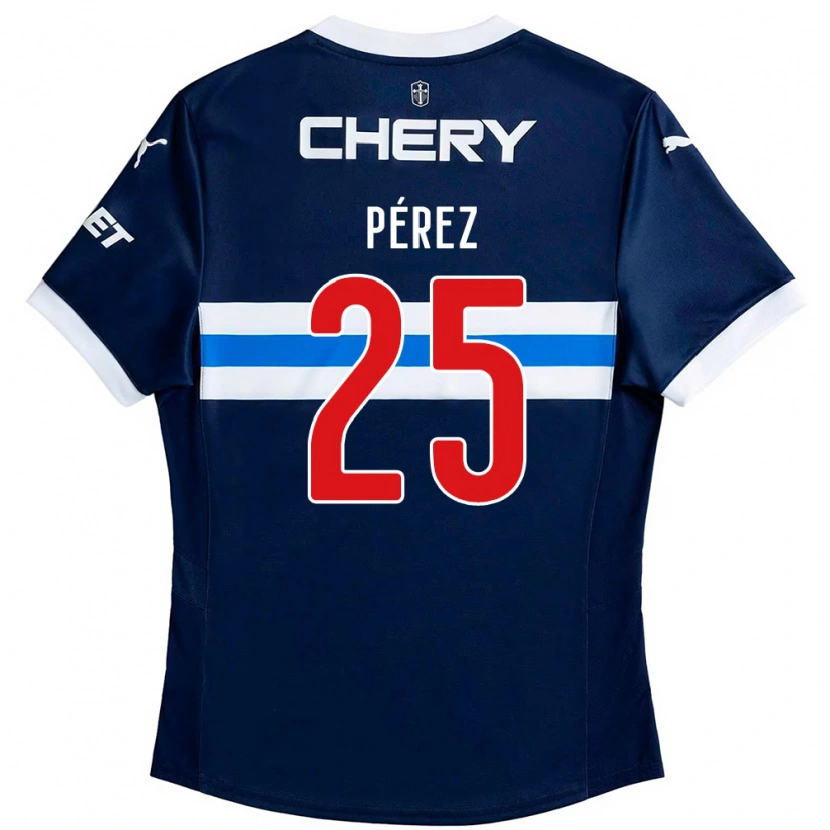 Danxen Børn Sebastián Pérez #25 Sort Blå Udebane Spillertrøjer 2025/26 Trøje T-Shirt