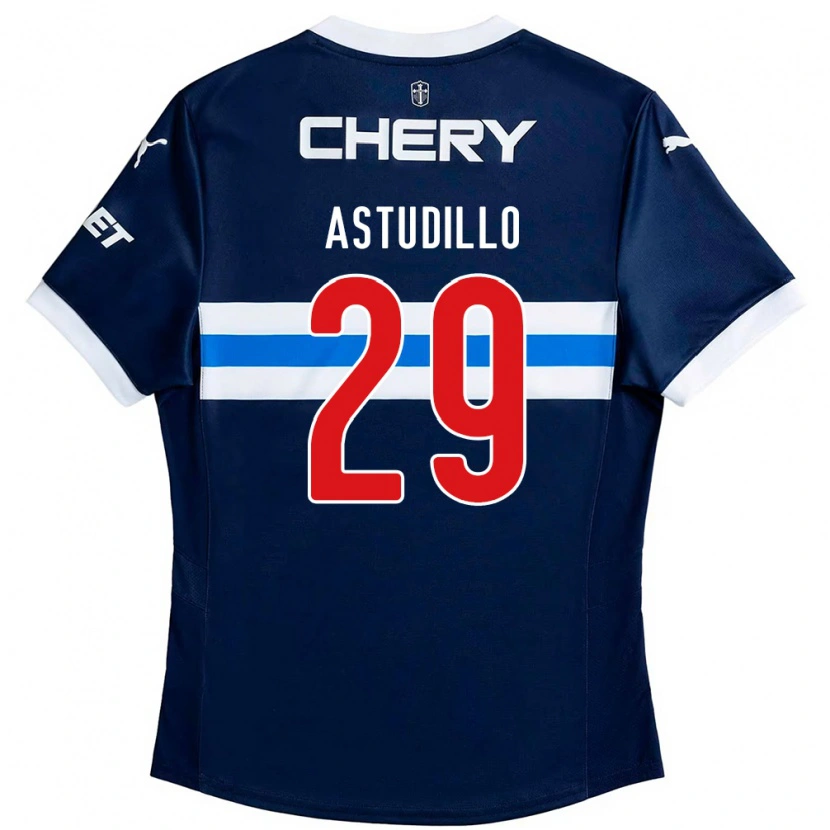 Danxen Børn Aaron Astudillo #29 Sort Blå Udebane Spillertrøjer 2025/26 Trøje T-Shirt