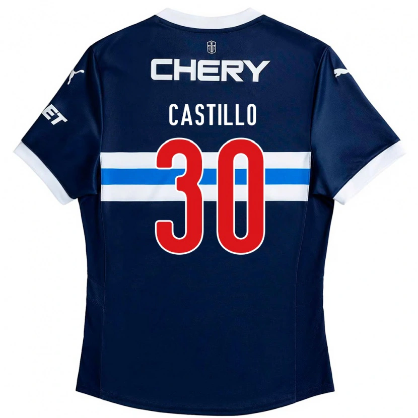 Danxen Børn Nicolas Castillo #30 Sort Blå Udebane Spillertrøjer 2025/26 Trøje T-Shirt