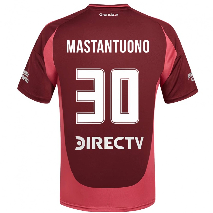 Danxen Børn Franco Mastantuono #30 Hvid Rød Udebane Spillertrøjer 2025/26 Trøje T-Shirt