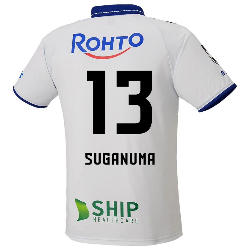 Danxen Børn Shunya Suganuma #13 Blå Hvid Sort Udebane Spillertrøjer 2025/26 Trøje T-Shirt