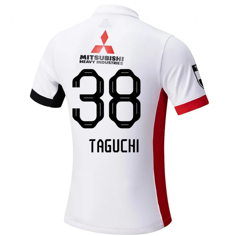 Danxen Børn Keita Taguchi #38 Rød Hvid Udebane Spillertrøjer 2025/26 Trøje T-Shirt