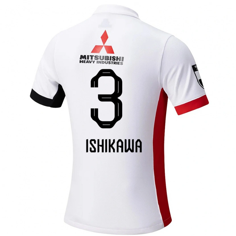 Danxen Børn Rion Ishikawa #3 Rød Hvid Udebane Spillertrøjer 2025/26 Trøje T-Shirt