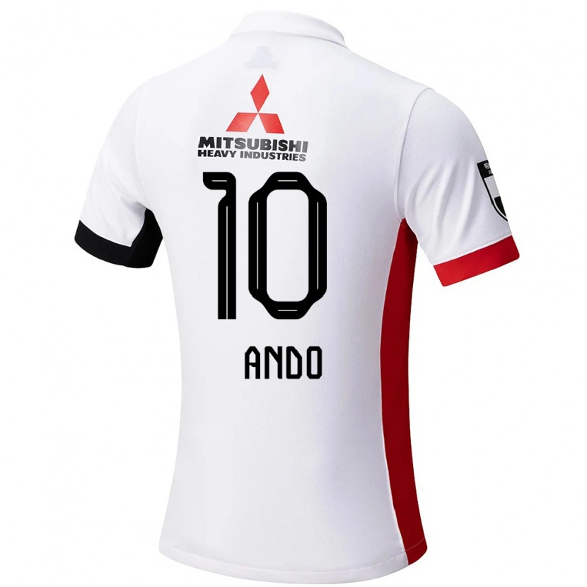 Danxen Børn Kozue Ando #10 Rød Hvid Udebane Spillertrøjer 2025/26 Trøje T-Shirt