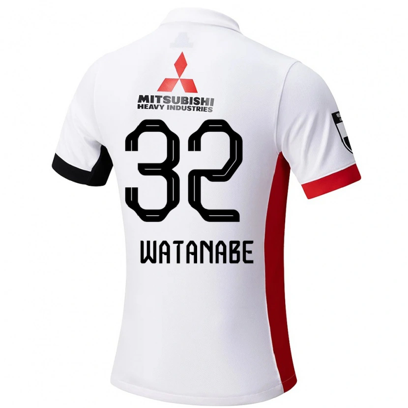 Danxen Børn Risako Watanabe #32 Rød Hvid Udebane Spillertrøjer 2025/26 Trøje T-Shirt
