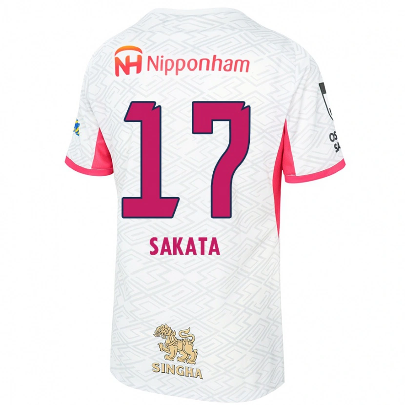 Danxen Børn Reiya Sakata #17 Sakura Pink Hvid Udebane Spillertrøjer 2025/26 Trøje T-Shirt