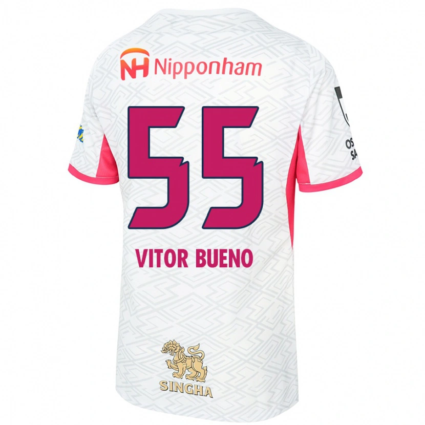 Danxen Børn Vitor Bueno #55 Sakura Pink Hvid Udebane Spillertrøjer 2025/26 Trøje T-Shirt