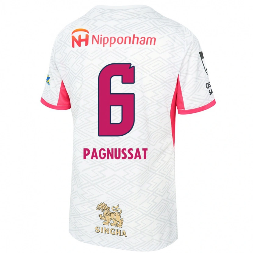 Danxen Børn Tiago Pagnussat #6 Sakura Pink Hvid Udebane Spillertrøjer 2025/26 Trøje T-Shirt