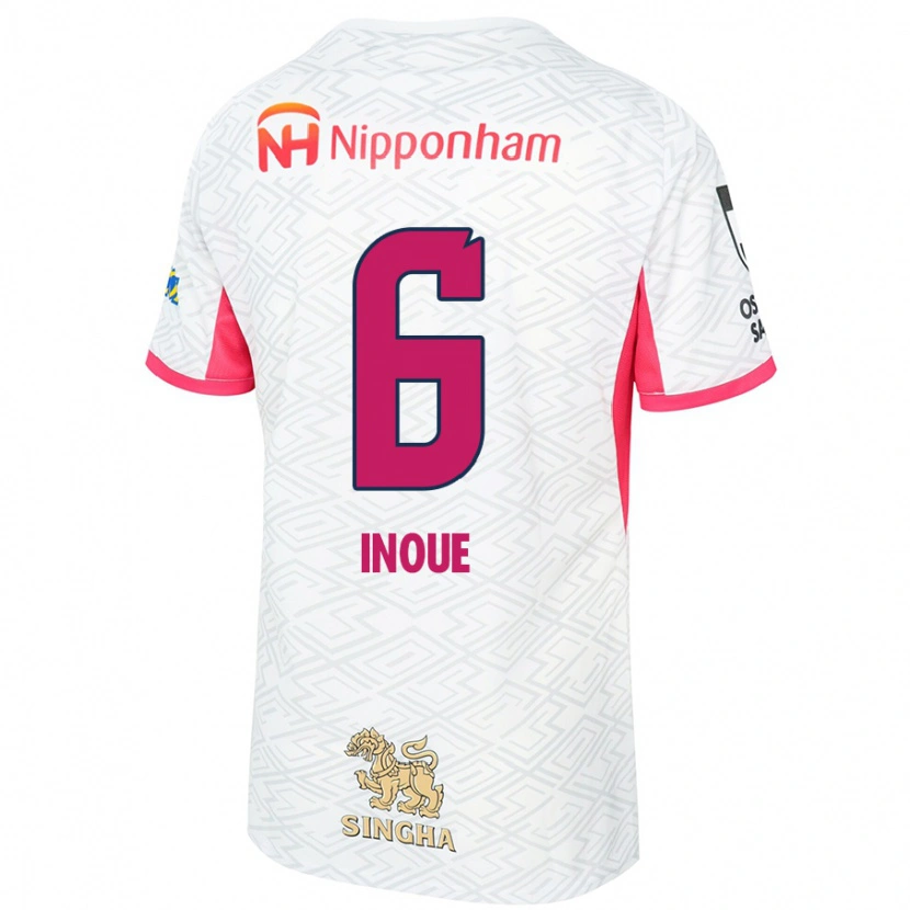 Danxen Børn Hina Inoue #6 Sakura Pink Hvid Udebane Spillertrøjer 2025/26 Trøje T-Shirt