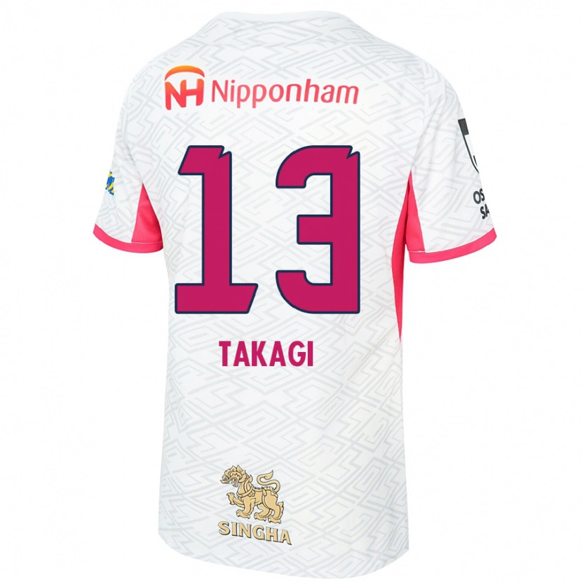 Danxen Børn Toshiyuki Takagi #13 Sakura Pink Hvid Udebane Spillertrøjer 2025/26 Trøje T-Shirt