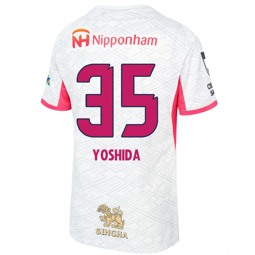 Danxen Børn Yuji Yoshida #35 Sakura Pink Hvid Udebane Spillertrøjer 2025/26 Trøje T-Shirt