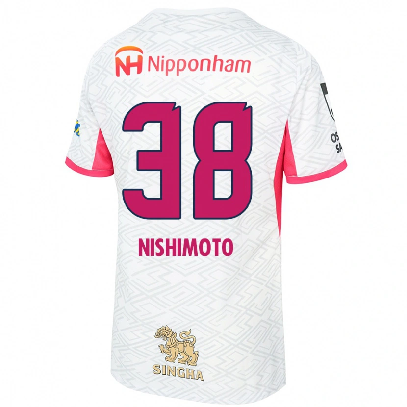 Danxen Børn Masataka Nishimoto #38 Sakura Pink Hvid Udebane Spillertrøjer 2025/26 Trøje T-Shirt