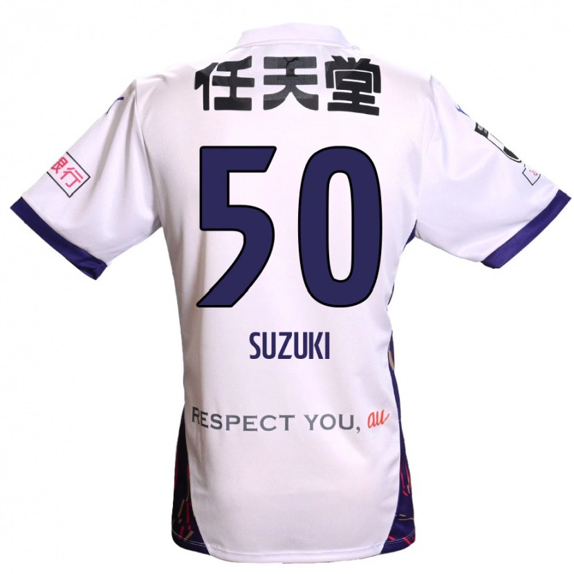 Danxen Børn Yoshinori Suzuki #50 Lilla Hvid Sort Udebane Spillertrøjer 2025/26 Trøje T-Shirt