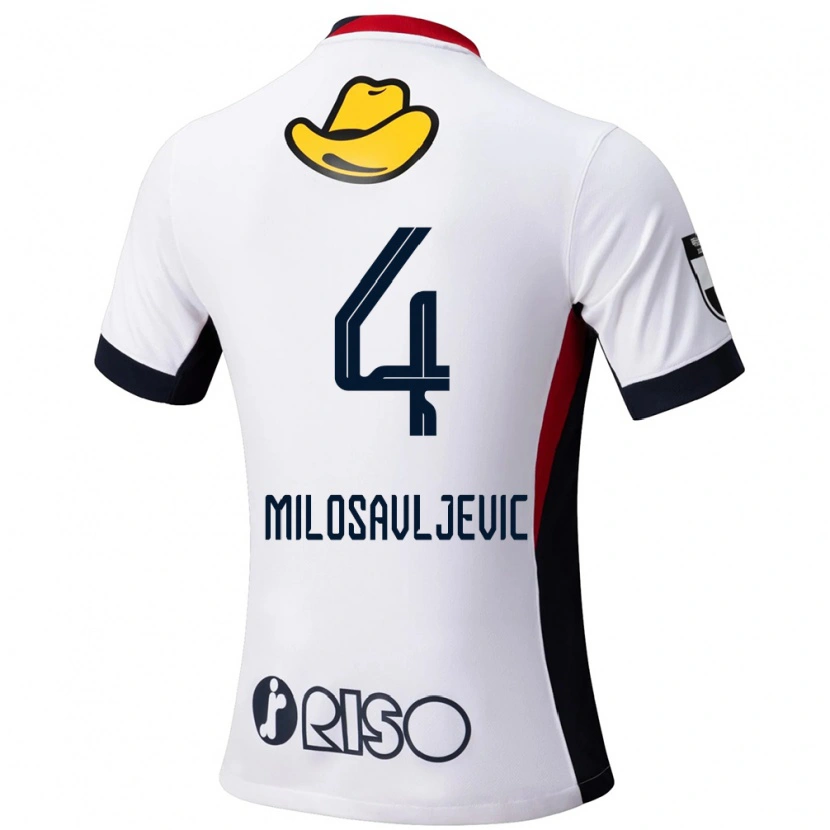 Danxen Børn Radomir Milosavljevic #4 Rød Sort Udebane Spillertrøjer 2025/26 Trøje T-Shirt