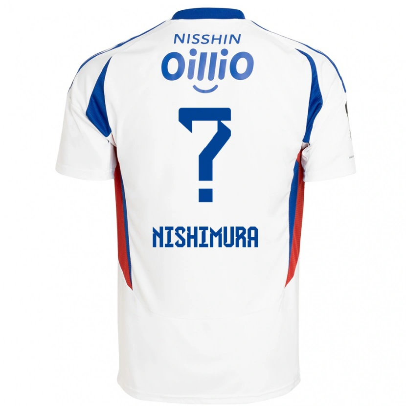 Danxen Børn Takuma Nishimura #0 Royal Blå Hvid Udebane Spillertrøjer 2025/26 Trøje T-Shirt