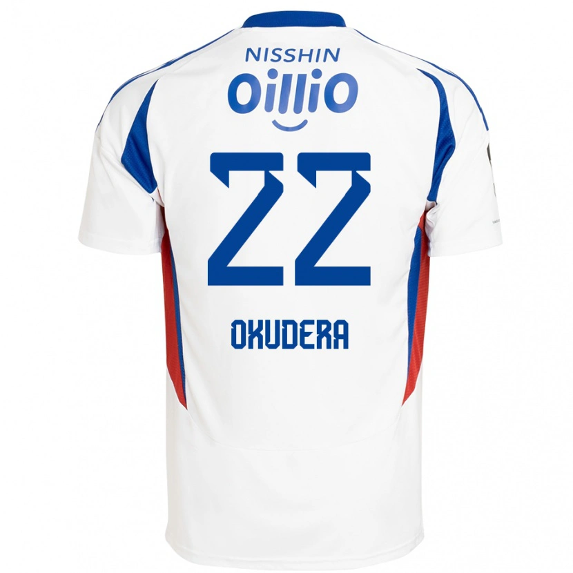 Danxen Børn Minato Okudera #22 Royal Blå Hvid Udebane Spillertrøjer 2025/26 Trøje T-Shirt