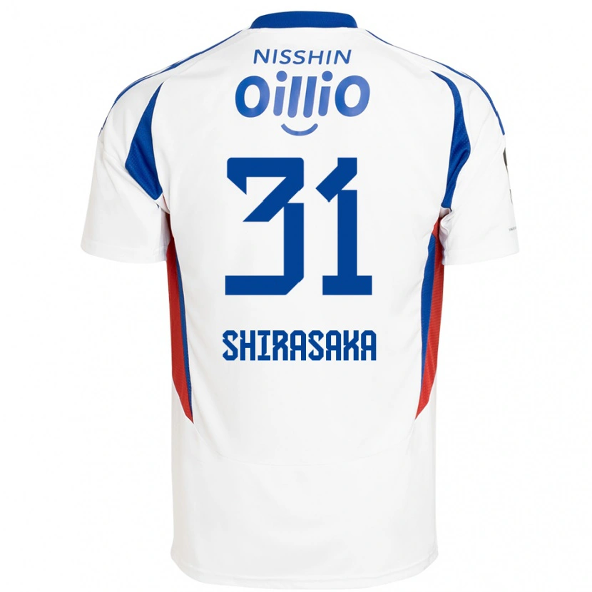 Danxen Børn Fuma Shirasaka #31 Royal Blå Hvid Udebane Spillertrøjer 2025/26 Trøje T-Shirt