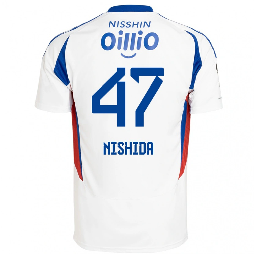 Danxen Børn Yusuke Nishida #47 Royal Blå Hvid Udebane Spillertrøjer 2025/26 Trøje T-Shirt
