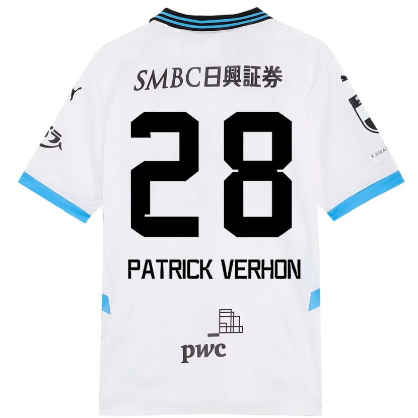 Danxen Børn Patrick Verhon #28 Himmelblå Sort Udebane Spillertrøjer 2025/26 Trøje T-Shirt