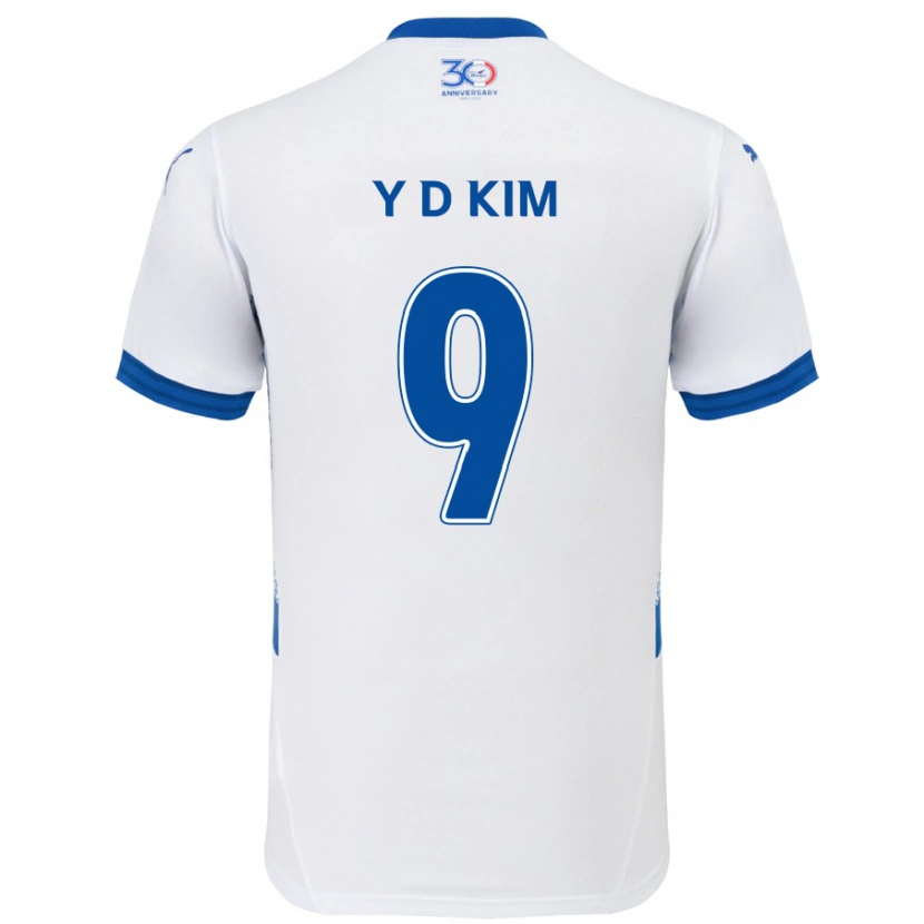 Danxen Børn Dong-Yeon Kim #9 Royal Blå Hvid Udebane Spillertrøjer 2025/26 Trøje T-Shirt
