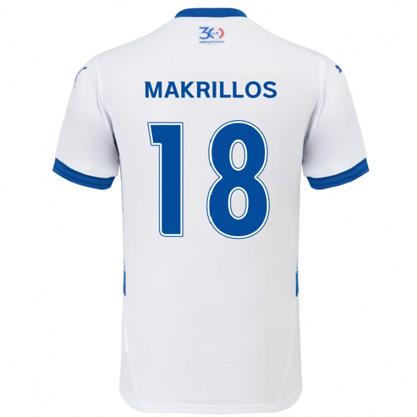 Danxen Børn Peter Makrillos #18 Royal Blå Hvid Udebane Spillertrøjer 2025/26 Trøje T-Shirt