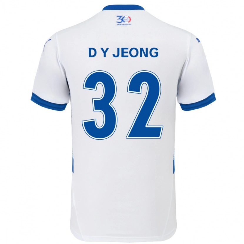 Danxen Børn Dong-Yun Jeong #32 Hvid Royal Blå Udebane Spillertrøjer 2025/26 Trøje T-Shirt