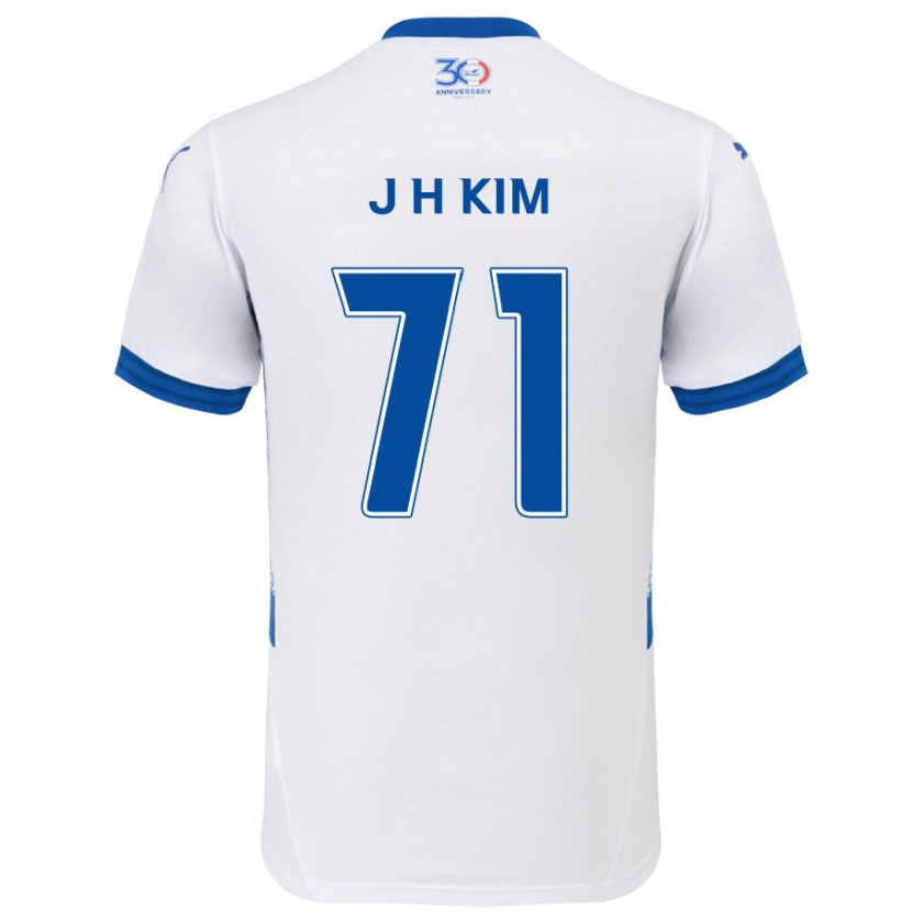 Danxen Børn Ji-Ho Kim #71 Royal Blå Hvid Udebane Spillertrøjer 2025/26 Trøje T-Shirt