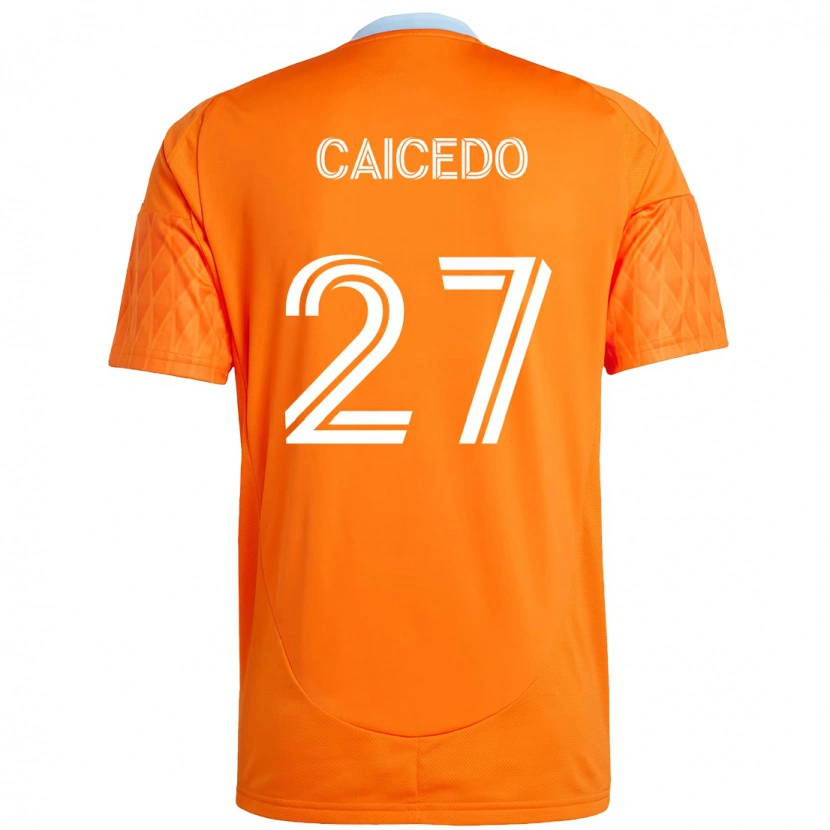 Danxen Mænd Luis Caicedo #27 Lilla Orange Hjemmebane Spillertrøjer 2025/26 Trøje T-Shirt