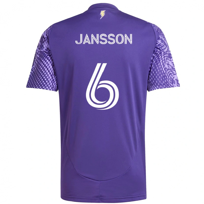 Danxen Mænd Robin Jansson #6 Hvid Lilla Hjemmebane Spillertrøjer 2025/26 Trøje T-Shirt