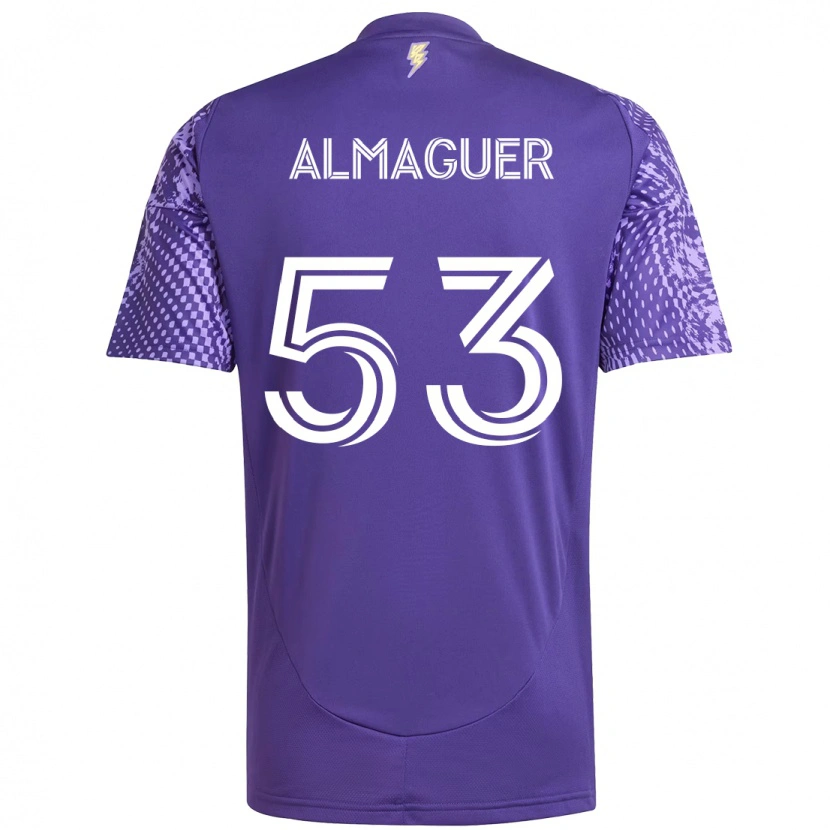 Danxen Mænd Jorge Almaguer #53 Hvid Lilla Hjemmebane Spillertrøjer 2025/26 Trøje T-Shirt