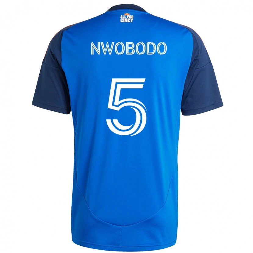 Danxen Mænd Obinna Nwobodo #5 Hvid Blå Orange Hjemmebane Spillertrøjer 2025/26 Trøje T-Shirt
