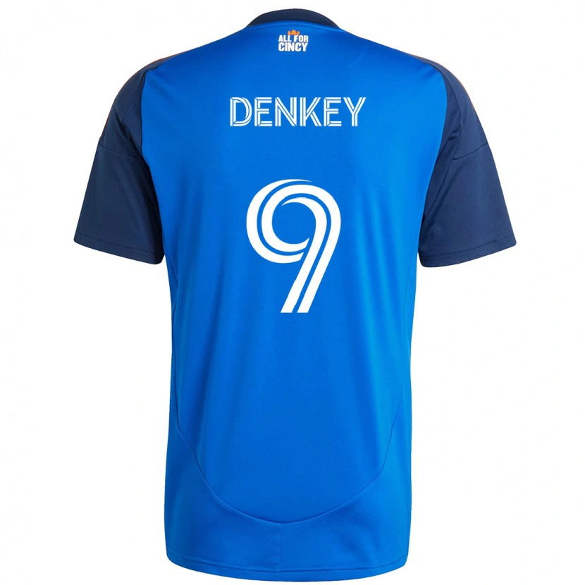 Danxen Mænd Kévin Denkey #9 Hvid Blå Orange Hjemmebane Spillertrøjer 2025/26 Trøje T-Shirt