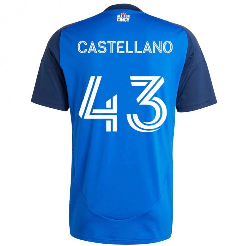 Danxen Mænd Jesús Castellano #43 Hvid Blå Orange Hjemmebane Spillertrøjer 2025/26 Trøje T-Shirt