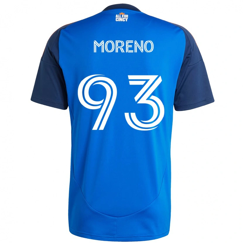 Danxen Mænd Júnior Moreno #93 Hvid Blå Orange Hjemmebane Spillertrøjer 2025/26 Trøje T-Shirt