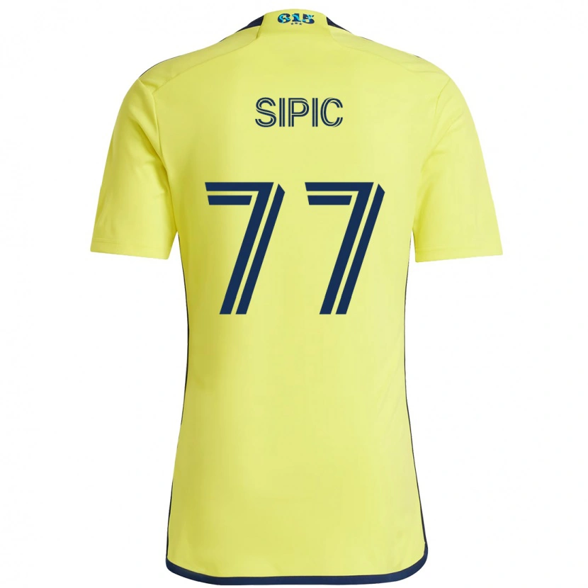 Danxen Mænd Adem Sipić #77 Marineblå Gul Hjemmebane Spillertrøjer 2025/26 Trøje T-Shirt