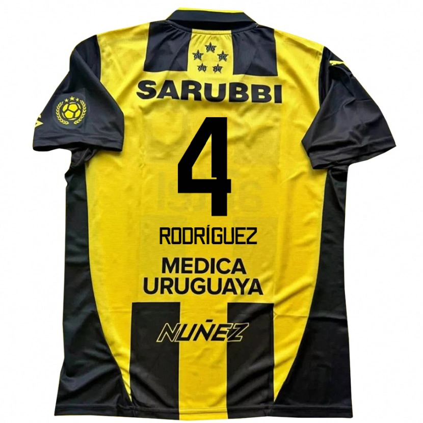 Danxen Mænd Guzmán Rodríguez #4 Sort Gul Hjemmebane Spillertrøjer 2025/26 Trøje T-Shirt